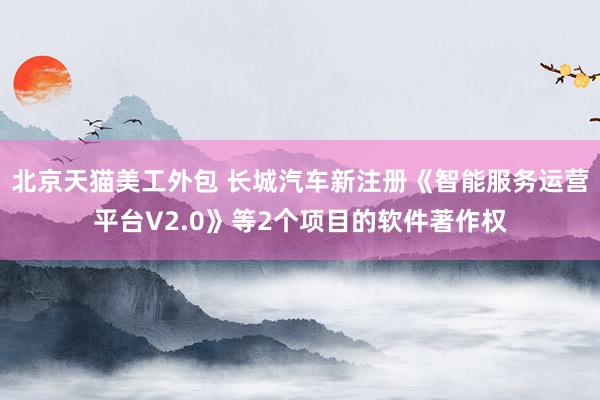 北京天猫美工外包 长城汽车新注册《智能服务运营平台V2.0》等2个项目的软件著作权